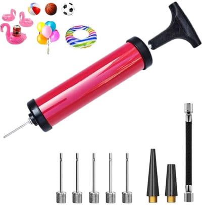 10 stuks-Luchtpomp - luchtpomp - ballenpomp - opblaasaccessoires - geschikt voor opblaasbaar speelgoed - ballonnen - zwembanden - strandballen - rood - 20*5,5 cm luchtpomp - 3,8 cm opblaasnaald - 16 cm flexibele slang
