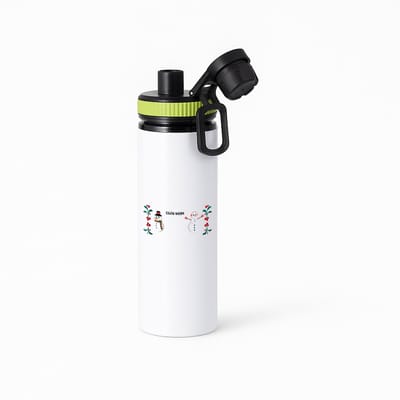Hacebo® - Kerst sneeuwpoppen met eigen naam waterfles met draaidop groen - Kerstmis - Kerst beker - winter - kerst - christmas - kerst cadeau - water fles - 850ML