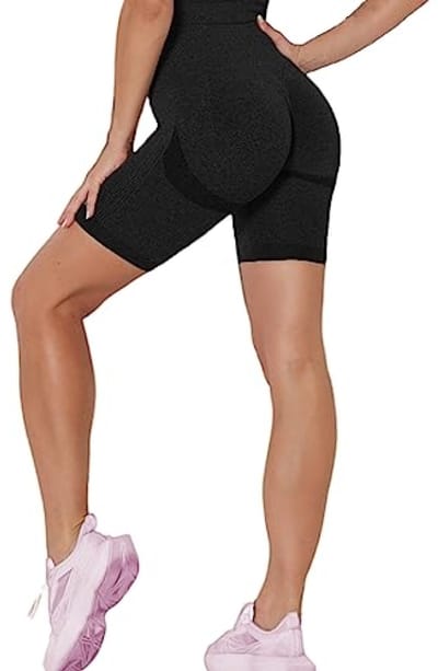 Dames sportshorts met hoge taille - Naadloze training short voor yoga en fitness