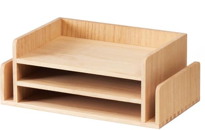 Unyqoos® Houten bureau-organizer met drie niveaus voor overzichtelijke werkplekken