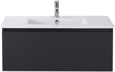 Frozen Badmeubelset 100 cm - Greeplijst in Kleur - Zwart Mat - Keramische Wastafel Wit 1 Kraangat