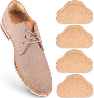 4 paar leren hielbeschermers, hielhouders, hielkussens, zachte hielbekleding, schoenreparatie (pekari beige)