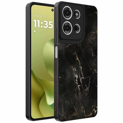 Geschikt voor Motorola Moto G86 Telefoonhoesje met marmer opdruk - TPU backcover case black marble design - Zwart - Smartphonica geschikt voor Motorola Moto G86