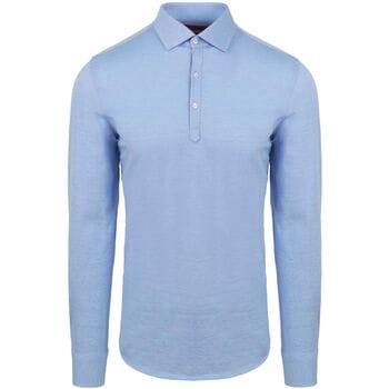 Suitable Camicia Poloshirt Lichtblauw - Maat XXL - Heren - Longsleeve polo - Polo shirt Heren met Lange mouwen