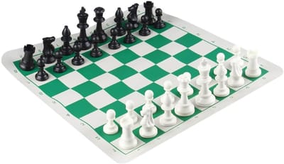 Dailygoods- Oprolbaar Schaakbord - Draagbaar - Lichtgewicht - Antislip - Slijtvast PU-leer - Perfect voor buitenspelen - Schaakmat