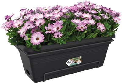 Elho Green Basics Balkonbak Xl Allin1 55 - Plantenbak voor Balkon Buiten - Ø 54.5 x H 22.5 cm - Living black
