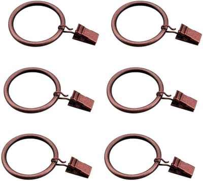 Gordijnringen Met Clips - Decoratieve Ringen - Gordijnen Ophangen - Sterk IJzer Metaal - 20 Stuks 4.6cm - Antiek Brons