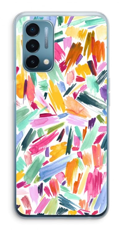 Case Company® - Hoesje geschikt voor OnePlus Nord N200 5G hoesje - Watercolor Brushstrokes - Soft Cover Telefoonhoesje - Bescherming aan alle Kanten en Schermrand
