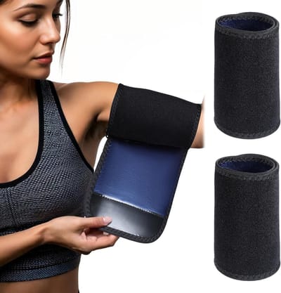 1 Paar Verstelbare Sauna Zweetbanden voor Training, Armvetverbranders en Slanker Mouwen voor Vrouwen tijdens Sport en Workout (Zwart)