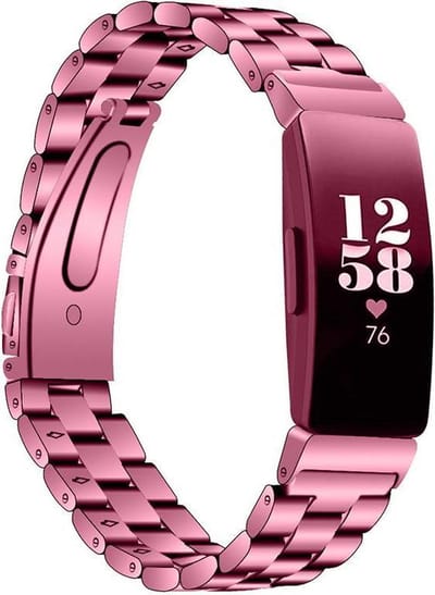 KELERINO. Metalen bandje geschikt voor Fitbit Inspire (HR) - Schakel - Roze