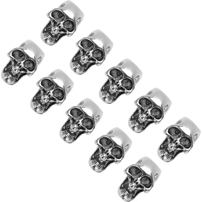 10pcs Breloque Tête de Mort Alliage DIY Fabrication Pendentifs Tête de Mort Squelette pour Porte-clés Paracorde Double Trou single hole
