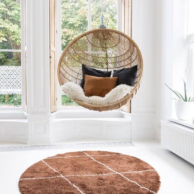 Berber vloerkleed rond hoogpolig Roest/Cream - scandinavisch - nea - Rond 160 Ø - (M)