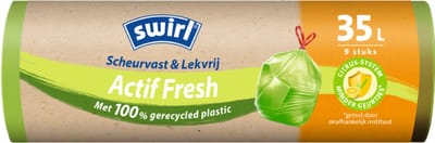 Swirl Vuilniszakken Actif Fresh - Trekband - 12 x 9 stuks - 35L - Voordeelverpakking