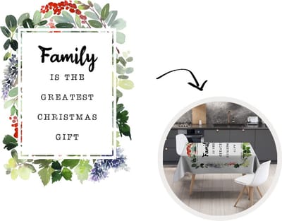 Kerst Tafelkleed - Kerstmis Decoratie - Tafellaken - Kerst - Quote - Familie - 150x220 cm - Kerstmis Versiering