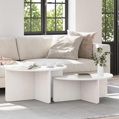 vidaXL - Salontafel - 2 - st - Wit - 79 - x - 39,5 - x - 40 - cm - Massief - grenenhout