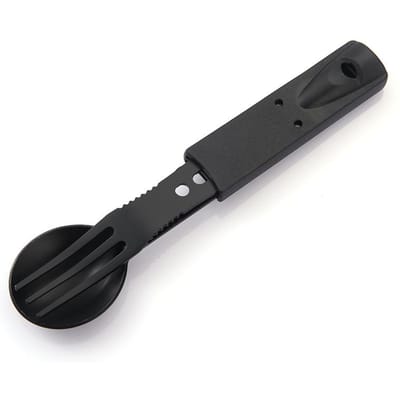 2 Stuks/set Outdoor Multifunctionele Camping Servies Set Outdoor Roestvrijstalen Lepel Vork zwart