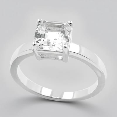 Cavill - Zilveren Ring met 1,602 ct Mexico Danburiet - 925 Sterling Zilver - Achthoek Asscher Geslepen - Prong Gezet - Elegante Tijdloze Sieraad