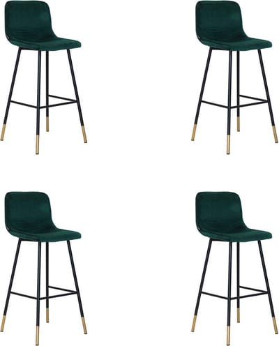Bronx71® Velvet barkruk Mikky groen 68 - 79 cm - barkrukken set van 4 - barstoel