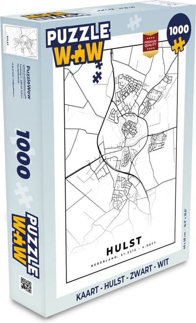 Puzzel Kaart - Hulst - Zwart - Wit - Legpuzzel - Puzzel 1000 stukjes volwassenen