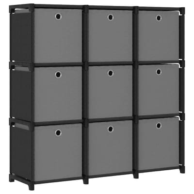 vidaXL - Kast - met - 9 - vakken - met - boxen - 103x30x107,5 - cm - stof - zwart