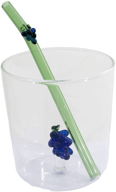 Point-Virgule- Set van glas en rietje met druif uit borosilicaatglas 300ml