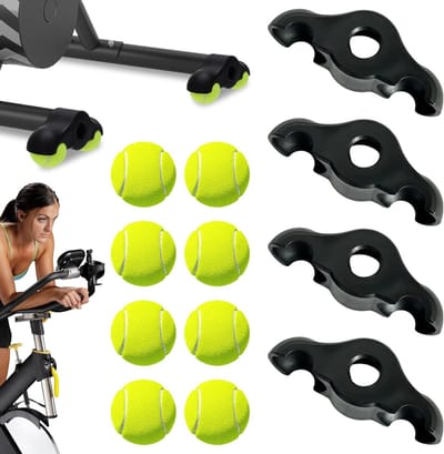 4 Stuks Rocker Plate Voeten voor Fietstrainers, Geschikt voor Indoor Cycling, Inclusief Tennisballen en Accessoires voor Stabiliteit en Comfort