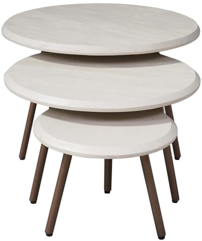 StarFurn Salontafel Ohio Zand Mangohout Set van 3 Ø70cm