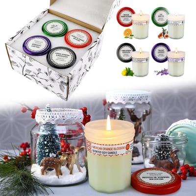 Froadp Aromatherapie Duftkerzen Geschenkset 120g – 4-teiliges Set Mit Aufklebern Und Kleinen Dosengläsern, Duftkerzen-Dekorationsset Für Das Schlafzimmer