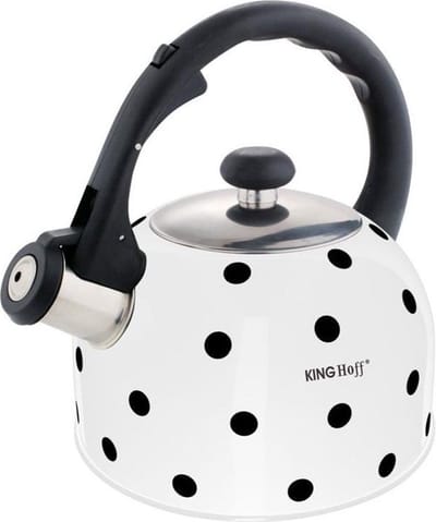 Kinghoff Fluitketel wit stippel - 2,6 l