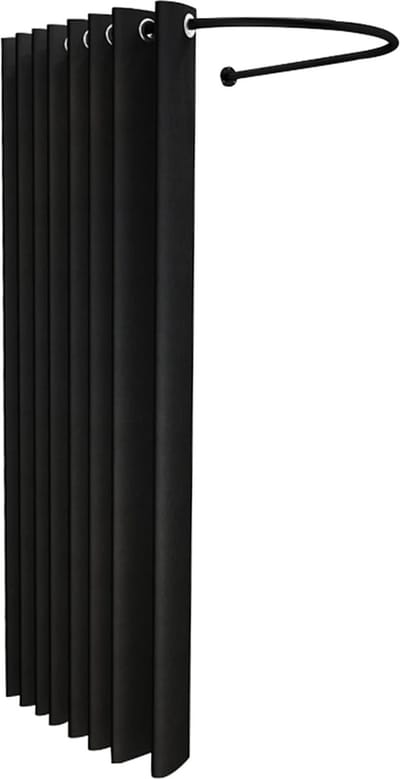 Goodivery ® Ruime Verplaatsbare Kleedkamer met Zwarte Gordijn en U-vormige Rail voor Kledingzaken