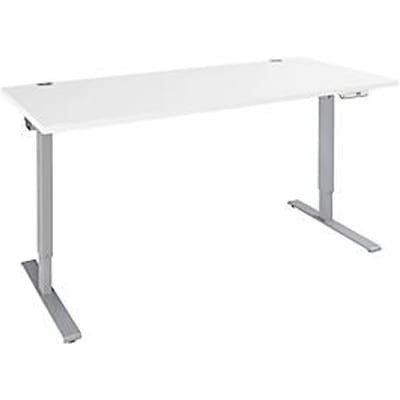 Schäfer Shop Genius bureau AERO FLEX, elektrisch in hoogte verstelbaar, rechthoekig, T-voet, B 1800 x D 800 x H 620-1280 mm, wit/blank aluminium
