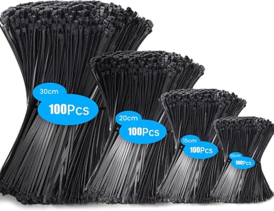 BOTC Kabelbinders - 400 stuks - 10/15/20/30 cm - Kabelhouder - Tyraps - Tie wraps zwart