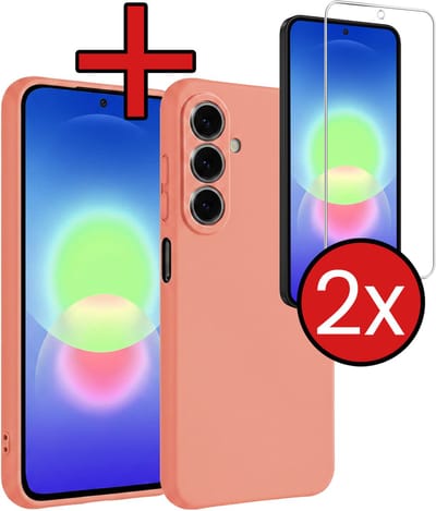 Hoesje - Met 2x Screenprotector - Geschikt voor Samsung Galaxy A27 - Sterk & Shockproof - Telefoon Hoes - Back Cover - Siliconen Case - Telefoonhoes - Perzik