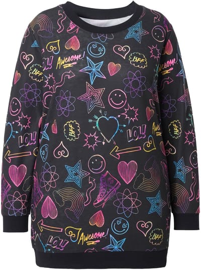 Angel of Style - Dames - Sweatshirt comfortabele pasvorm stripboek-print - Zwart - Maat 44