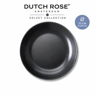 Dutch Rose Velvet Bordset - Platte Borden 23 cm mat Antraciet