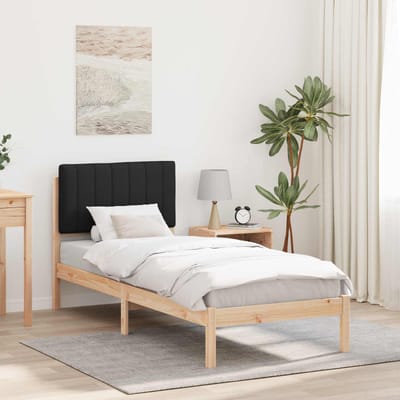 vidaXL - Bedframe - met - Gevoerde - Hoofdbord - Zwart - 80 - x - 200 - cm