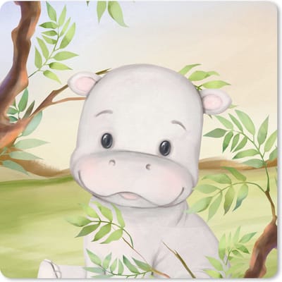 Muismat 20x20 cm - Mousepad Nijlpaard - Jungle - Bladeren - Muismatten