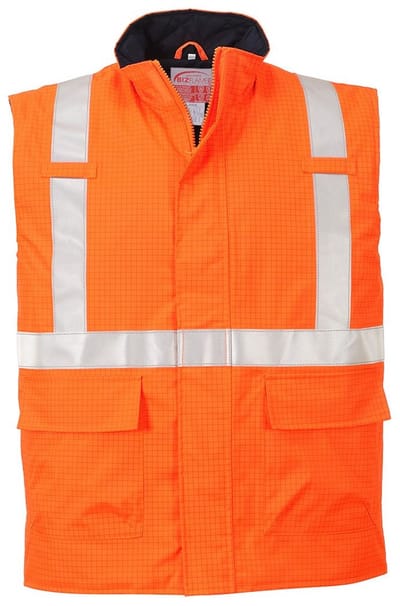 Portwest Bizflame Regen Hi-Vis Antistatische FR Bodywarmer S776 - Oranje - L