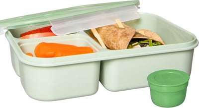 Lock&Lock Broodtrommel - Lunchbox - Bentobox - Lekvrij - BPA vrij - PFAS vrij - 1,5 liter - Brooddoos - Snackbox - Met Vakjes - Lunchtrommel - Salade lunchbox - Volwassenen en Kinderen - Groen