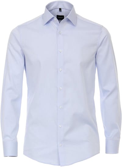 VENTI modern fit overhemd - mouwlengte 72 cm - twill - blauw - Strijkvriendelijk - Boordmaat: 44 (EU maat: XL)