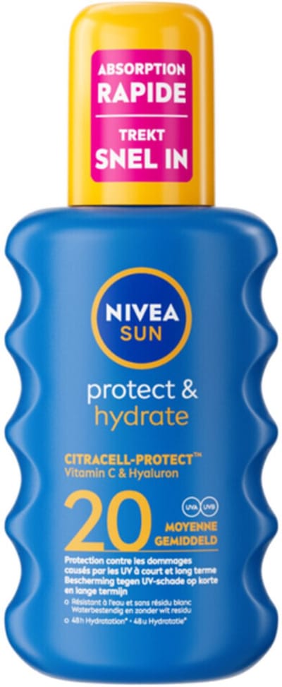 NIVEA Sun Protect & Hydrate Zonnebrand SPF 20 - 6 x 200 ml - Voordeelverpakking