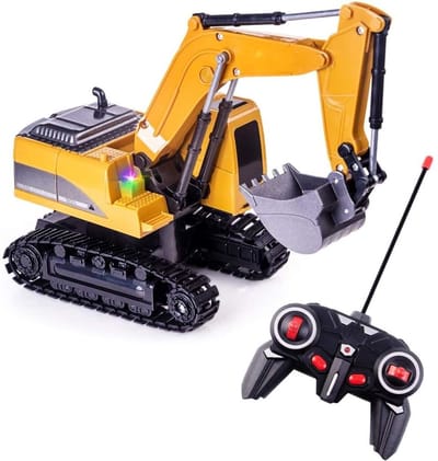 Zyrex® Bestuurbare Graafmachine - RC Graafmachine - Graafmachine op Bestuurbare Afstand - 2 Batterijen - Geel - 25cm x 13cm x 8cm