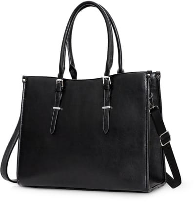TAN.TOMI Dames Handtassen, Handtasche Dames Tas Shopper met rits - 15.6 inch Laptoptas - Handtas - Schooltas - Zwart