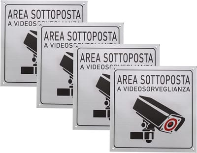 4x Camerabewaking Waarschuwingsbord Aluminium | 15x15cm Reflecterend Sticker voor Winkel & Woning
