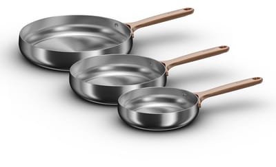 BergHOFF Home Belly Koekenpannen Set Ø 20 + 24 + 28 cm – Duurzame RVS Braadpan – PFAS-Vrije Bakpan – Geschikt voor Inductie & Oven tot 250 °C – Vaatwasserbestendig – Warm Blush