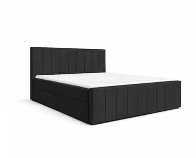Boxspringbed 01 BIS – Stijlvol & Comfortabel – Met Bonellvering, Topmatras en Opbergruimte – 140x200 Zwart (Manila 18)