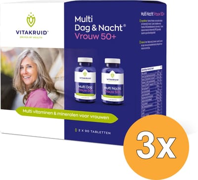 3x Vitakruid Multi Dag & Nacht Vrouw 50+ 100% Vegan (2 x 90 tabletten)