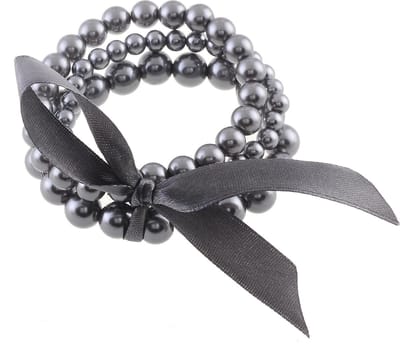 Behave - Parel Armband - Set van 3 Grijze Elastische armbanden
