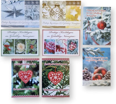 Cards & Crafts 50 Luxe Kerst- en Nieuwjaarskaarten - 9,5x14cm - 10 x 5 dubbele kaarten met enveloppen - serie Christmas