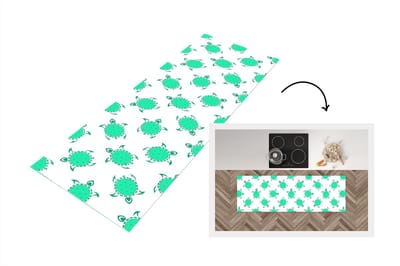 Keukenloper - Loper keuken - Patroon - Schildpad - Groen - 150x50 cm - Keukenloper vinyl